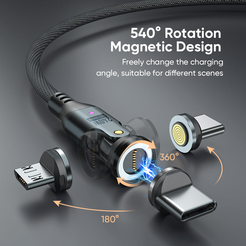 Orion Max 240W Type C. Swivel and pivot - 2m Data/Charge Magnetic Cable.