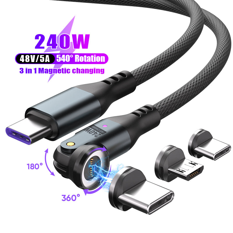Orion Max 240W Type C. Swivel and pivot - 1m Data/Charge Magnetic Cable.