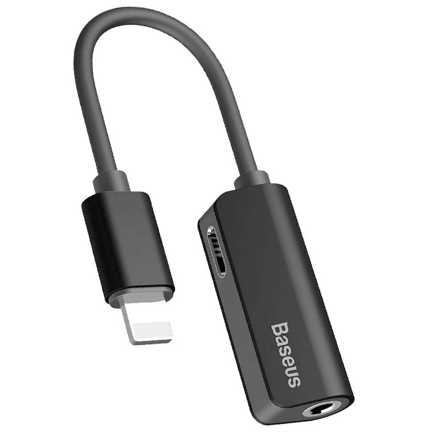 Baseus L37 IP Male to Dual IP Female Adapter - 3-in-1 Aux Audio Cable for iPhone