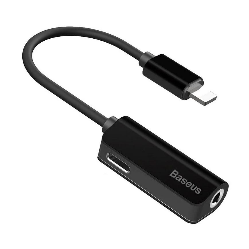 Baseus L37 IP Male to Dual IP Female Adapter - 3-in-1 Aux Audio Cable for iPhone