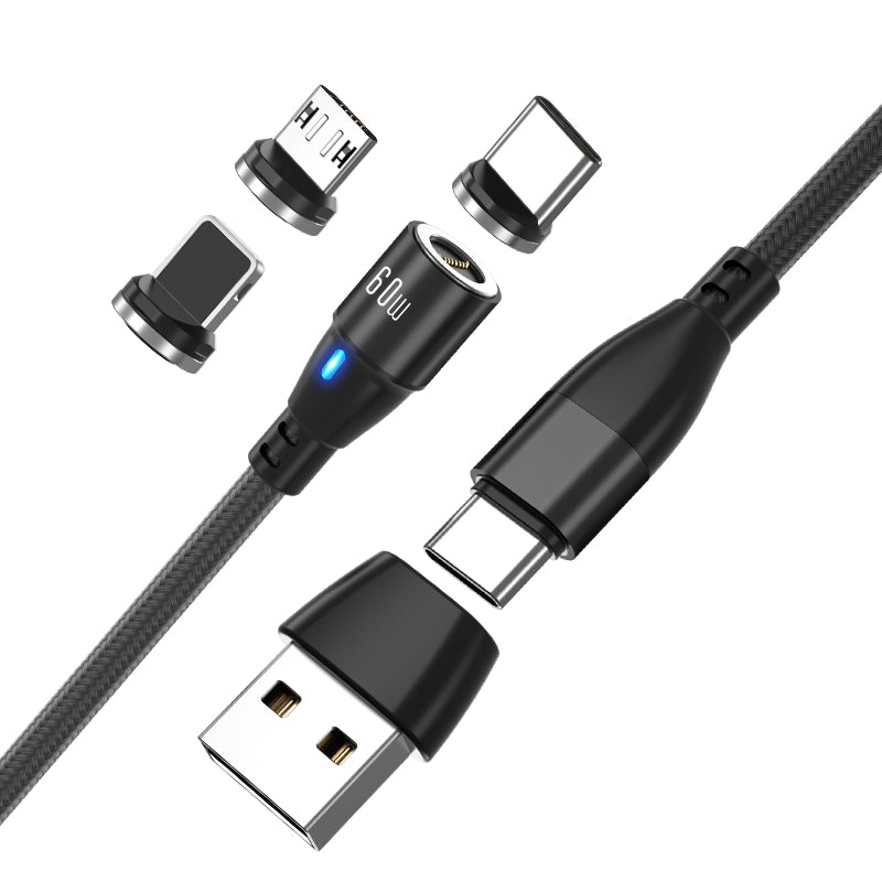 Super Nova Type C. 1m - 60W Data/Charge Magnetic Cable. Fast Charging Capable plus Type A adapter