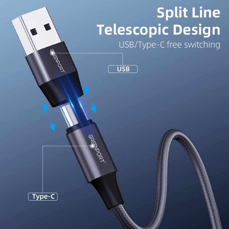 The Lynx 1m - 60w Fast Charging/Data cable - 6 in 1 - Type A/Type C