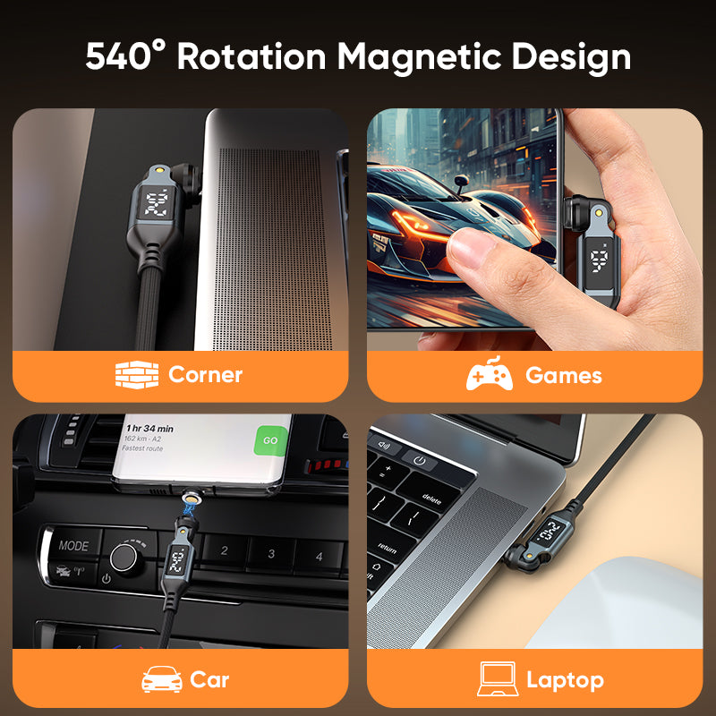 Orion Live 240W Type C.  540° LED Display 1m Data/Charge Magnetic Cable.