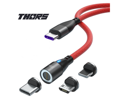 Super Nova Type C. 2m - 100W Data/Charge Magnetic Cable. Fast Charging Capable plus Type A adapter