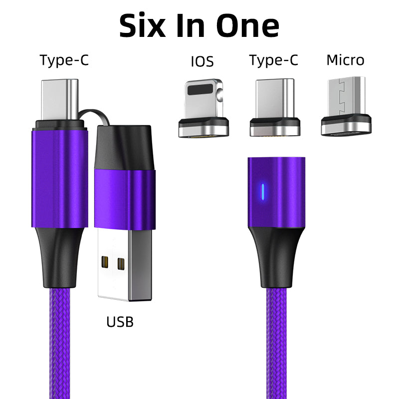 The Lynx 1m - 60w Fast Charging/Data cable - 6 in 1 - Type A/Type C