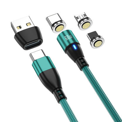 Super Nova Type C. 1m - 60W Data/Charge Magnetic Cable. Fast Charging Capable plus Type A adapter
